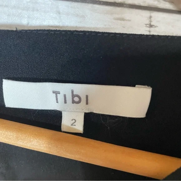 Tibi Off The Shoulder Ribbon Tie Sleeve Black Dress Size 2 - Picture 4 of 7